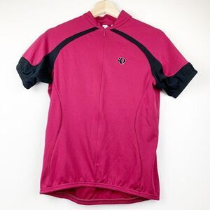 Pearl Izumi Womens Cycling Jersey Red Black Short Sleeve Zipper Back Pocket M